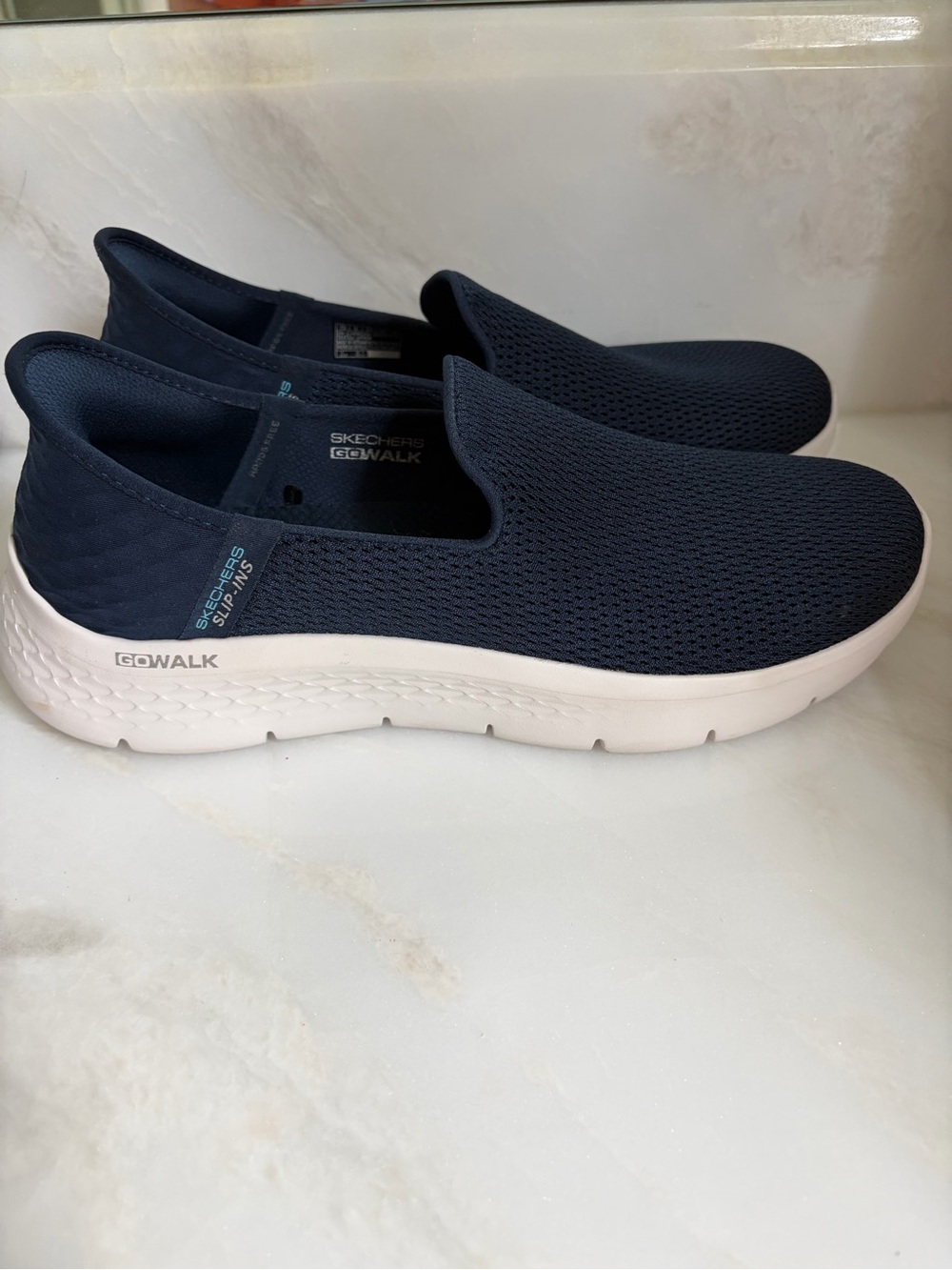 Skechers GOwalk Women’s Slip-On Loafers - Navy and White